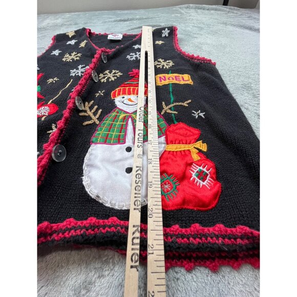 Nutcracker Holiday Snowman Festive Vest Womens Small Red Black Ugly Christmas - Picture 5 of 10